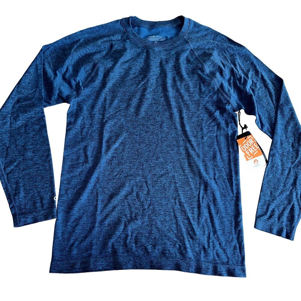 NWT QOR QORtec Teal Heather Blue Seamless Long Sleeve Crew Shirt Men's Medium M